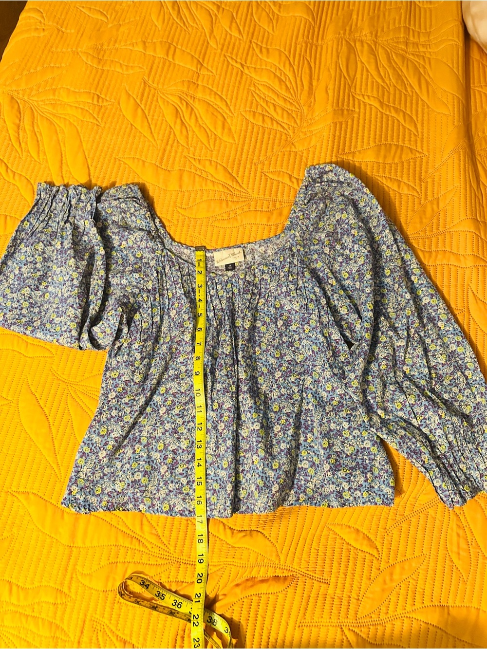 Universal Thread Blue Floral Off-Shoulder Peasant Top